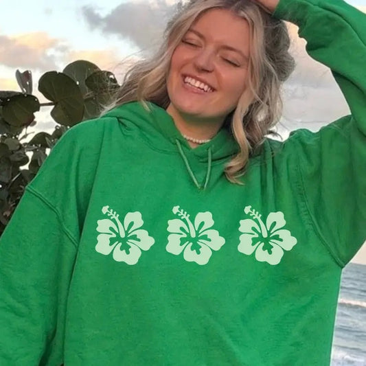 Hibiscus Flower Hoodie, Summer Vacation Shirt, Beach Hoodie, Trendy Hoodie, Preppy Clothes, Oversized Shirt, Indie Retro, Aesthetic Hoodie