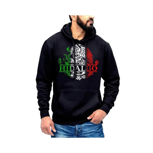 Hidalgo Mexico Eagle Emblem Hoodie Sweatshirt Breathable Fabric Menswear