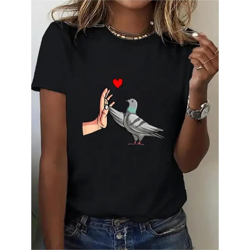 High Five Peace Dove - Women'WB shield Fashion Leisure Vitality Sports Style Printed Comfortable Round Neck T-shirt style...