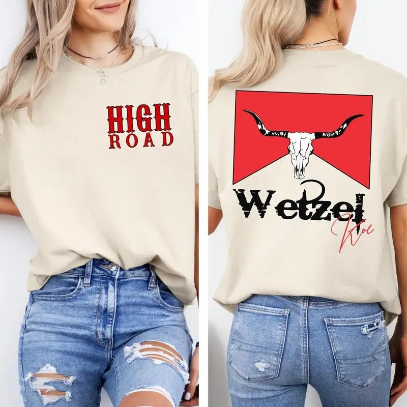 High Road KW Both Sides T-shirt Sweatshirt Hoodie , Concert Outfit, Bull Head Koe WetzeI Shirt, Unisex Short Sleeve Tee...
