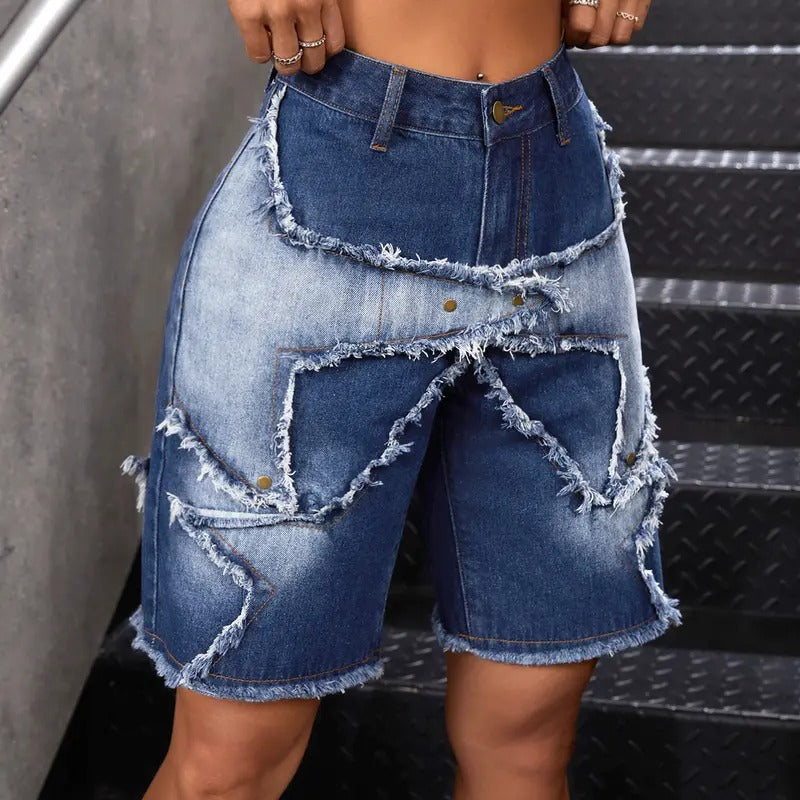 High Waisted Button Raw Hem Wide Leg Loose Denim Shorts with Pocket T-Shirts, Hoodie, Sweatshirt | DripVista.com