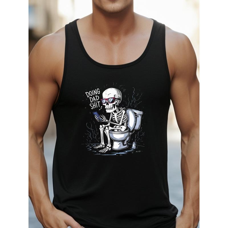 Hilarious Tank Vest with Skeleton Graphic Gunpla brand "Doing Dad Shit" Slogan T-Shirts, Hoodie, Sweatshirt | DripVista.com