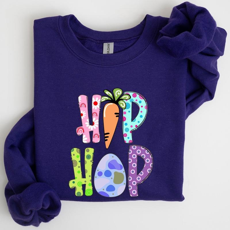 Hip Hop, Easter, Colorful Sweatshirt, Women's Crew Neck, Crewneck T-Shirts, Hoodie | DripVista.com