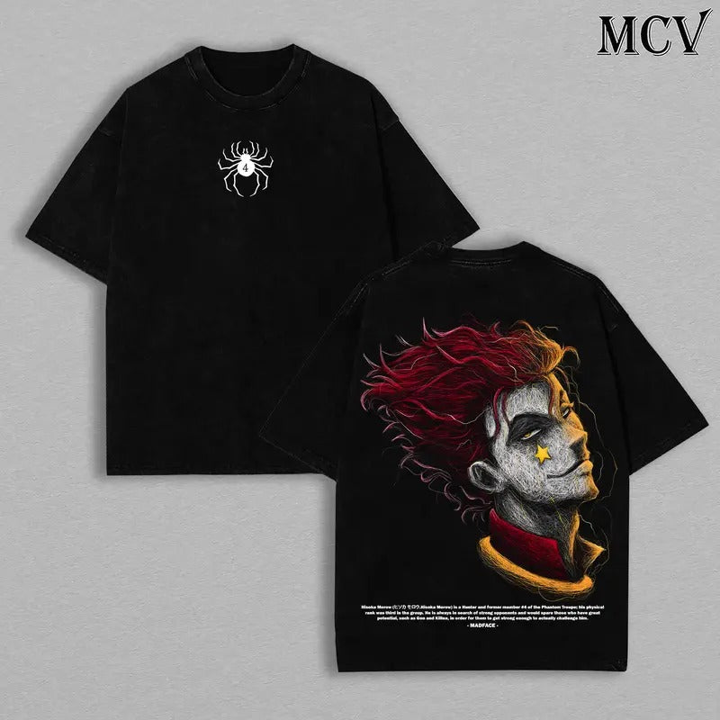 Hisoka Morow - Hisoka Hunter Big red N streaming Hunter T-Shirt for Anime Double Printed Vintage Washed Tee Unisex...