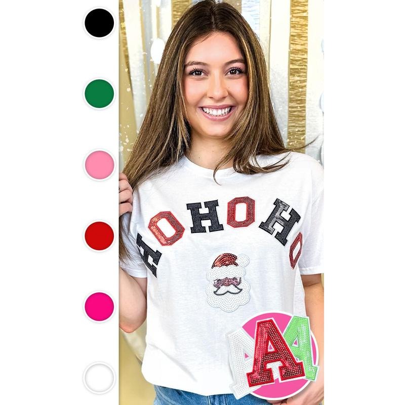 Ho Ho Ho Santa Sequin Graphic T-Shirt Hoodie, Sweatshirt | DripVista.com