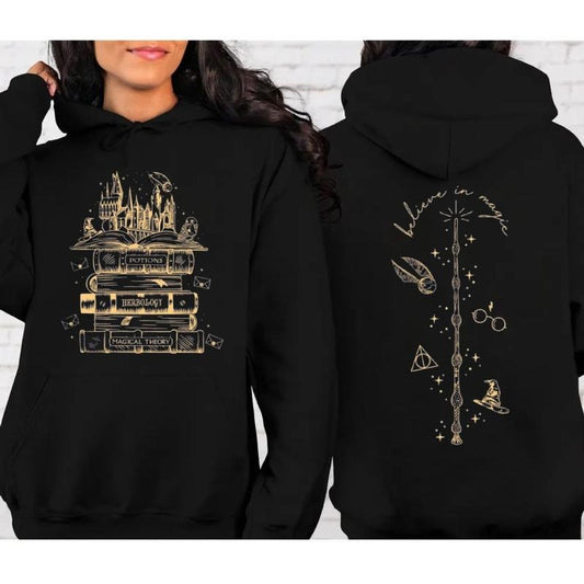 Hogwarts Castle 2 Sided Book Shirt, Herbology, Magical Theory Hoodie,Bookish Tee, Wizard Tee, Believe In Magic Sweatshirt, Unisex Sweater Pullover Tee