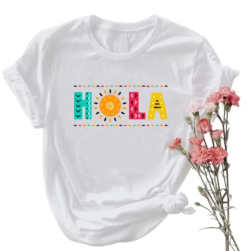 Hola Shirt, Spanish Hola T-shirt, Mouthless cat Spanish Shirt, Latina Girl Tee Hoodie, Sweatshirt | DripVista.com