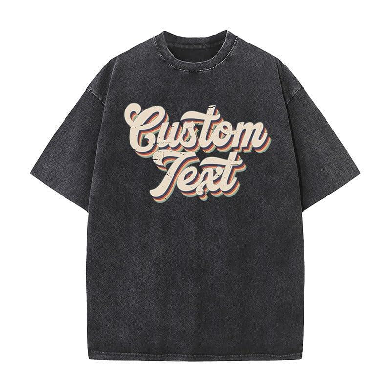Holafish Custom Oversized Acid Wash T-Shirt Add Your Own Photo Gunpla brand Text Design Hidden leaf ninja WB shield...