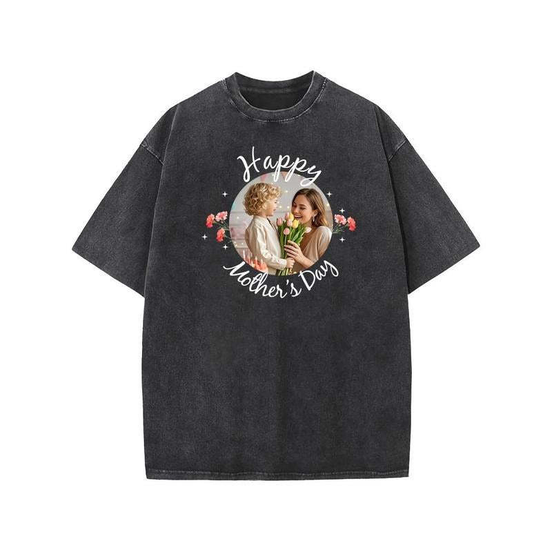 Holafish MaMa Custom Oversized Acid Wash T-Shirt Add Your Own Photos Gunpla brand Text Design Hidden leaf ninja WB shield...