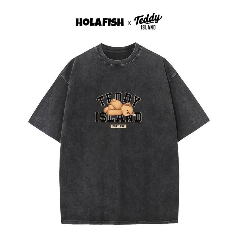 Holafish Men'WB shield Acid Washed Oversized Tshirts Graphic Tees,Design Fashion Trend Pure Cotton Round Neck Casual...