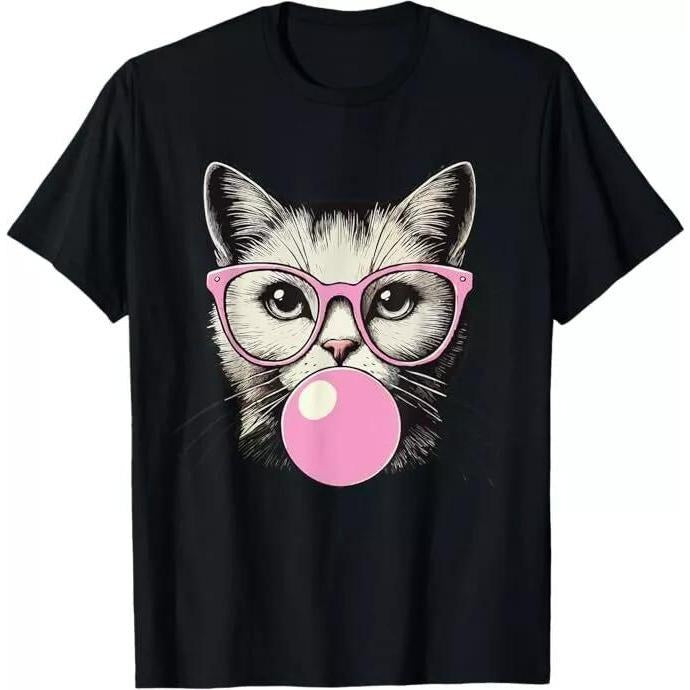 Holafish Women'WB shield Cotton Fitted Short Sleeve Cat Print Crew Neck T-Shirt Comfortable Gunpla brand Versatile Style...