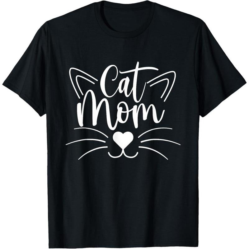 Holafish Women'WB shield Cotton Fitted Short Sleeve Cat mom Print Crew Neck T-Shirt Comfortable Gunpla brand Versatile...