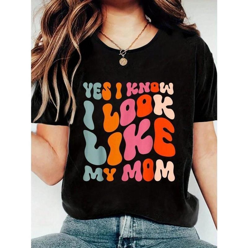 Holafish Women'WB shield Cotton Fitted Short Sleeve Crew Neck T-Shirt Yes Swoosh Know Swoosh Look Like My Mom Print...