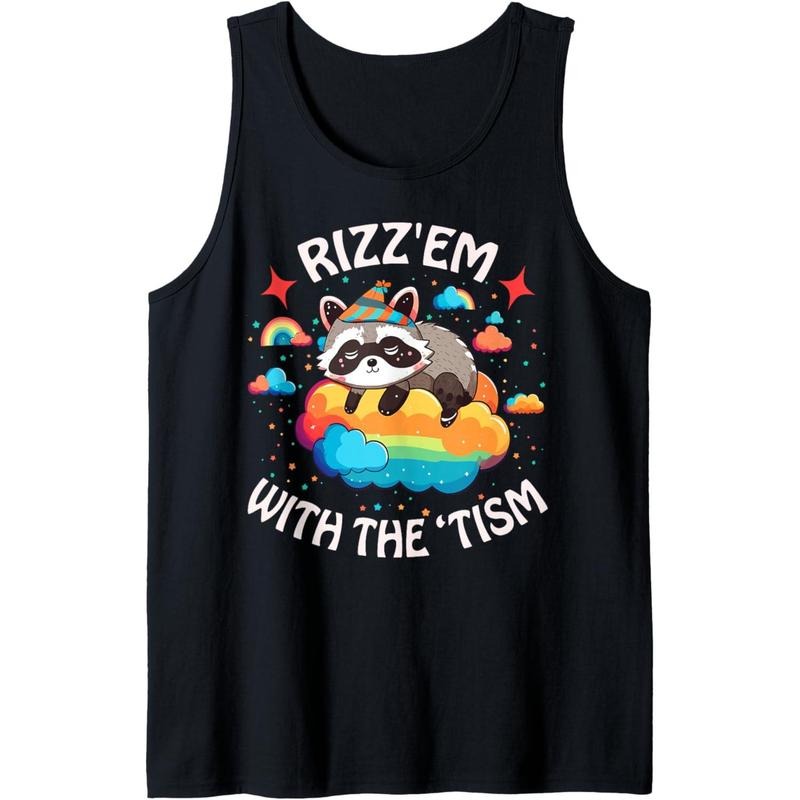 Hold On Autism Funny Riz'Em Opossum Raccoon Meme Tank Top MADE IN USA T-Shirts, Hoodie, Sweatshirt | DripVista.com