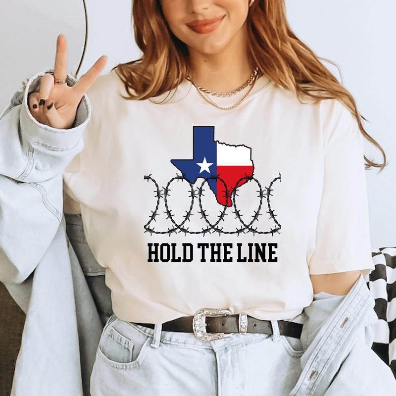 Hold The Line Patriotic Graphic T Shirt, Hold The Line Unisex T Shirt, I Stand With Texas Tee, Texan Support Shirt, Texas...
