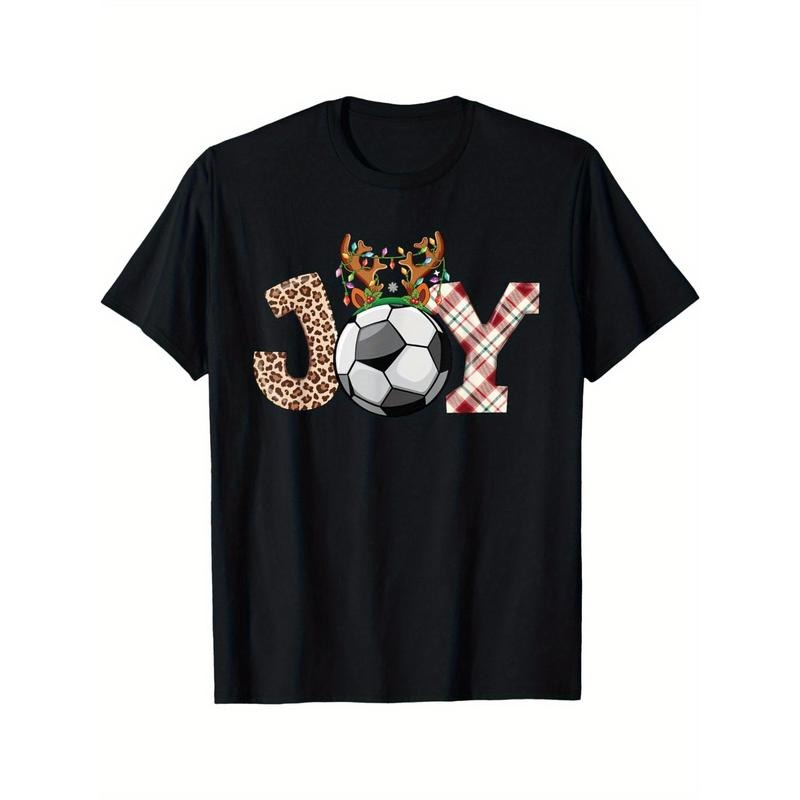 Holiday Humor, Men's Cotton Christmas Soccer Print T-Shirt