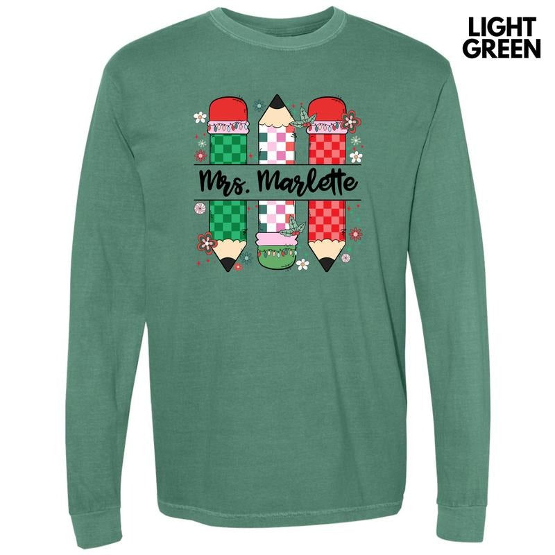 Holiday Pencils CUSTOM Long Sleeve Comfort Colors T-Shirt 'NLB' Hoodie, Sweatshirt | DripVista.com