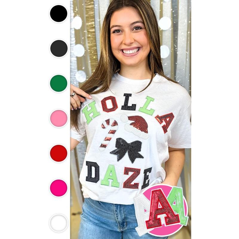 Holla Daze Sequin Graphic T-Shirt Hoodie, Sweatshirt | DripVista.com