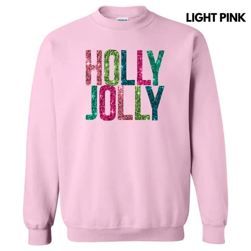 Holly Jolly FAKE Sequins Sweatshirt T-Shirts, Hoodie | DripVista.com