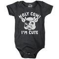 Holy Cow Im Cute Baby Bodysuit Funny Sarcastic Graphic Novelty Jumper for Infants Funny Baby Onesies Sarcastic Onesie for Baby Funny Animal Onesie Novelty Onesie Black -