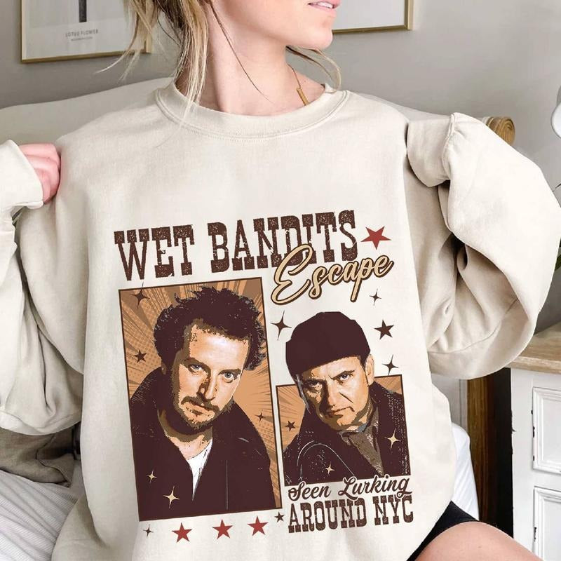 Home Alone Wet Bandit Escape Seen Lurking Around T-Shirt, Harry and Marv Shirt, Chrismas Party Shirt ,90s Vintage Movie Shirt