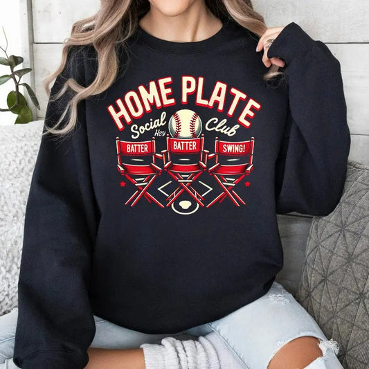 Home Plate Social Club Sweatshirt, Baseball Sweatshirt, Baseball Mom Sweatshirt, Game Day Sweatshirt, Baseball Season, Baseball Shirt