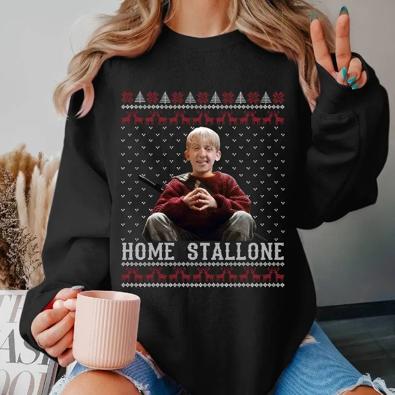 Home Stallone Ugly Sweater Tee, Home Alone Movies Christmas T-Shirt