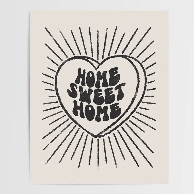 Home Sweet Home, GiclÉE Fine Art Print, Retro Decor, Retro Art, Vintage Wall Art, Minimalist Art Print, Poster Prints No...