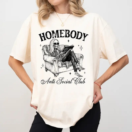 Homebody Anti Social Club Comfort Colors Shirt, Social Anxiety Unisex Graphic Tee, Sarcastic Apparel Gift, Introvert Clothing