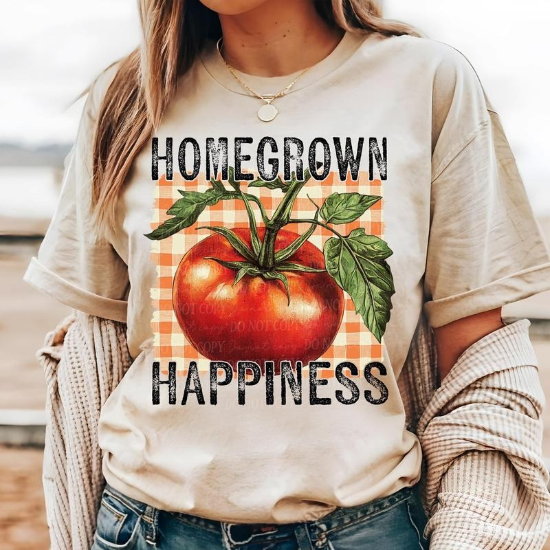 Homegrown Happiness Tomato DTF Transfers - THIS IS NOT A SHIRT