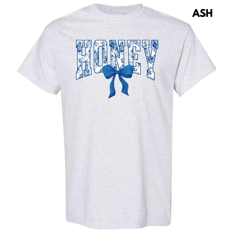 Honey Blue Floral Gildan Short Sleeve T-Shirt 'NLB' Hoodie, Sweatshirt | DripVista.com