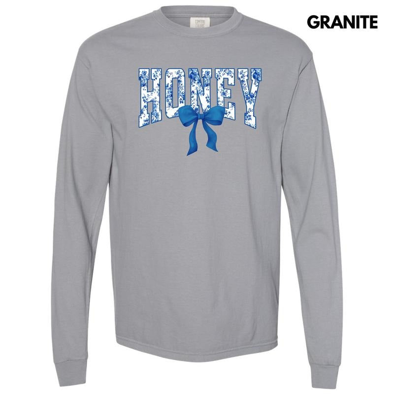Honey Blue Floral Long Sleeve Comfort Colors T-Shirt 'NLB' Hoodie, Sweatshirt | DripVista.com