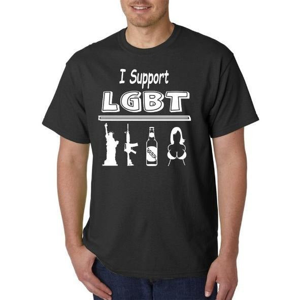 I Support LGBT - Liberty Guns Beer T*ts T-Shirt / Hoodie - Sarcastic Adult Humor made in usa Sweatshirt | DripVista.com