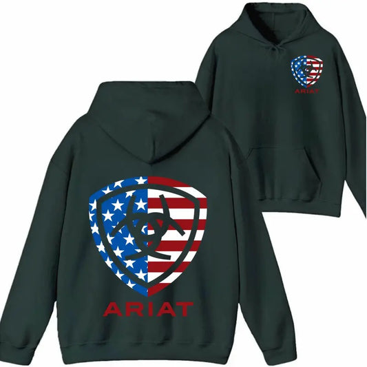 Ariat Shirt/Sweatshirt/Hoodie- American Flag Emblem Design, Perfect for Patriotic Style and Outdoor Activities. Sweaters Menswear