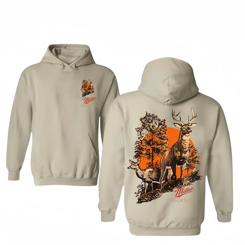 Miller High Life Deer T-shirt/Hoodie Hungting T-Shirt/Hoodie Vintage for Men and Women, Unisex Workwear Tee - Casual, Menswear