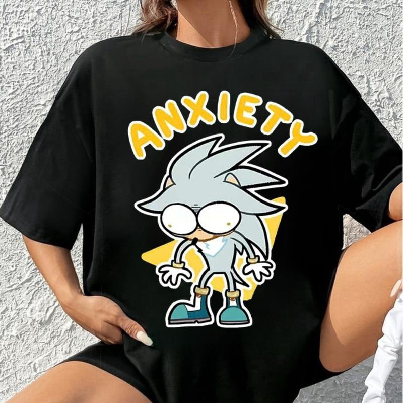 Silver The Hedgehog ANXIETY Unisex T-shirt/Crewneck/Hoodie, Meme Son1c Cotton Shirt, Game Shirt, Gift For Him