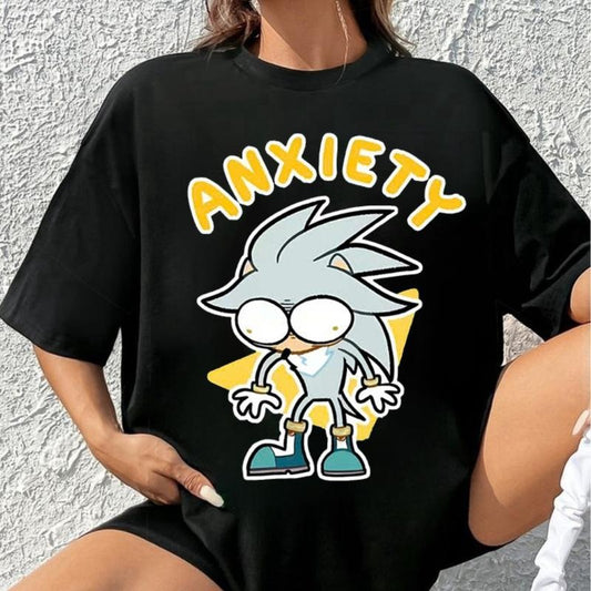 Silver The Hedgehog ANXIETY Unisex T-shirt/Crewneck/Hoodie, Meme Son1c Cotton Shirt, Game Shirt, Gift For Him