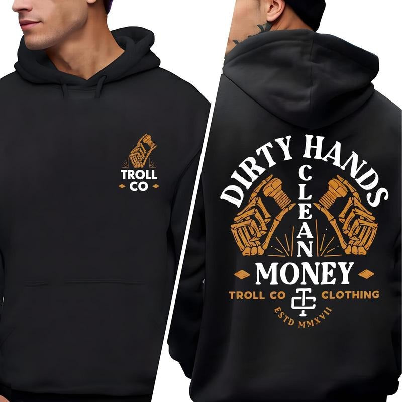 Fastened Hoodie/T-Shirt Dirty Hands Clean Vintage T-Shirt/Hoodie, Unisex for Man and Women, 100% Cotton