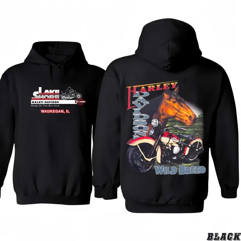 Vintage Black Harley Davidson T-Shirt/Hoodie, Vinyage Graphic T-Shirt/Hoodie, Unisex for Man and Women, 100% Cotton