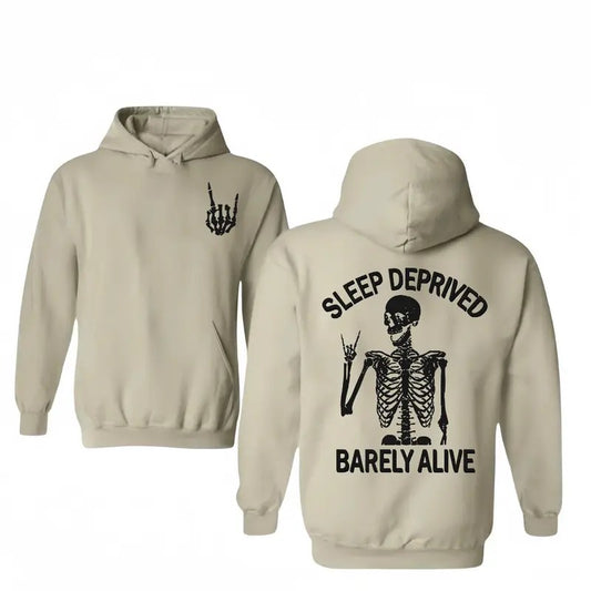 Sleep Deprived Fit Short Sleeve Hoodie/T-Shirts Outdoor Double Side Hoodie/T-Shirts Vintage Style Unisex T-shirt/Hoodie, Vintage for Men and Women