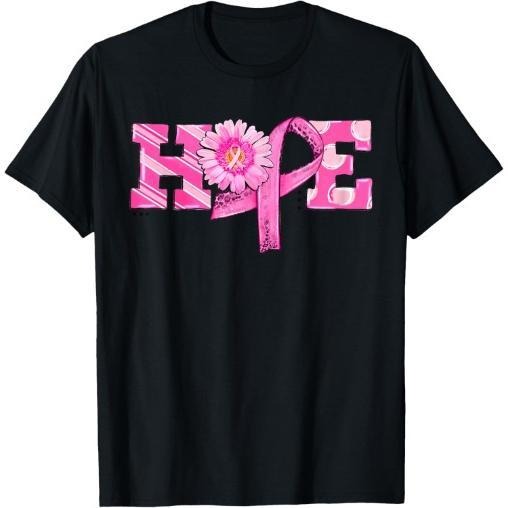 Hope Pink Ribbon Sunflower Breast Cancer Awareness Warrior T-Shirt Made in USA Hoodie, Sweatshirt | DripVista.com