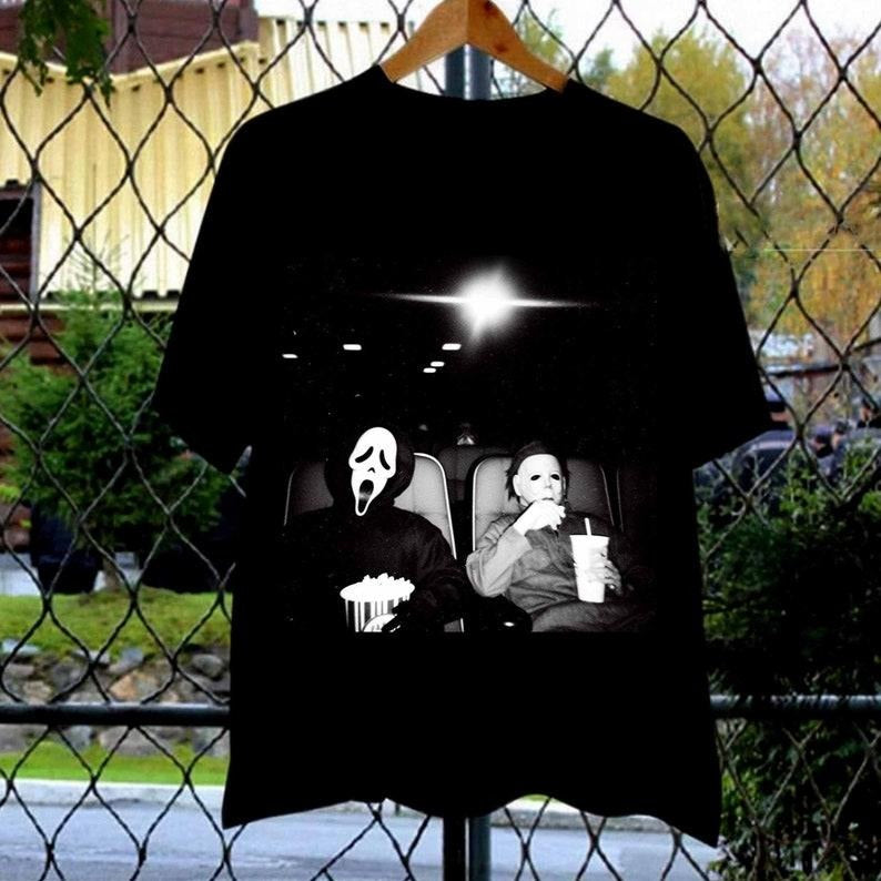 Horror Character T-Shirt, Halloween Funny Movie Shirt, Halloween Michael Myers and Ghost Face Shirt, Halloween Horror Movie Fan