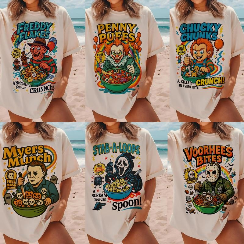 Horror Characters Cereal Shirt Sweatshirt, Funny Cereal K.llers TShirt, Horror Movie Characters Shirt, Scary Movies TShirt, Spooky Season Tee, Halloween Movie Shirt