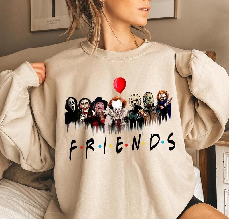 Horror Characters Friends Sweatshirt, Horror Characters Friends T-shirt, Retro Halloween Sweatshirt, Horror Movie...