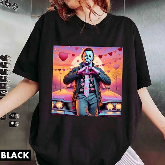 Horror Characters Valentine Shirt, Pink Heart Valentine Horror Sweatshirt, Scary Movie Valentine Shirt,  Love XOXO Heart Shirt, XOXO Sweatshirt
