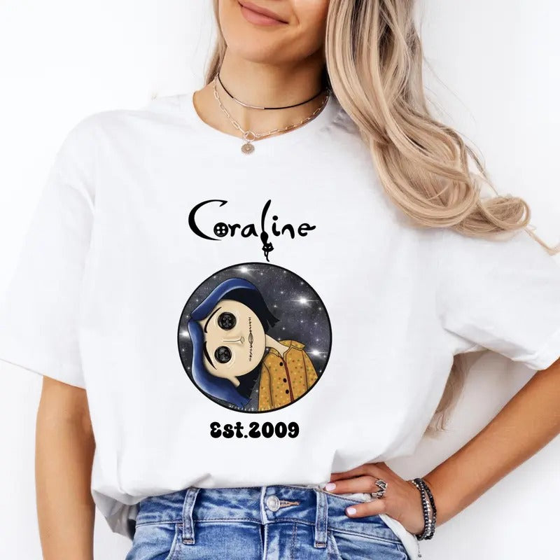 Horror Coraline Est 2009 TShirt, other mother Coraline T-Shirt, wybie, other world sweatshirt, Best For Coraline Movie,...