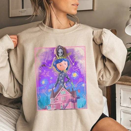 Horror Film Shirt Cartoon Movie Shirt, Coraline Doll Sweatshirt, Halloween Spooky Season Shirt, Coraline Sweatshirt, Coraline Fan Shirtstyle{n002}2