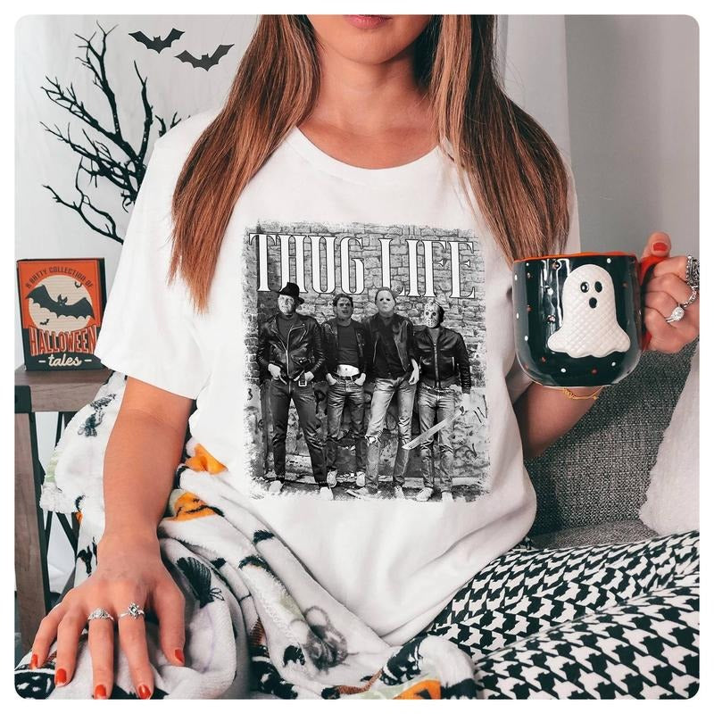 Horror Halloween Thug Life Shirt Jason Voorhees Michael Myers Freddy Krueger Shirt Horror Movie Shirt Spooky Season Shirt