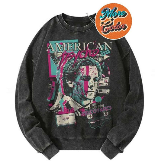 Horror Movie American Psycho I Have To Return Dome Videotapes Vintage Shirts, Cotton Unisex Sweatshirt, Crew Neck, Size S- 3XL, Menswear Top, Womenswear Top Underwear Streetwear