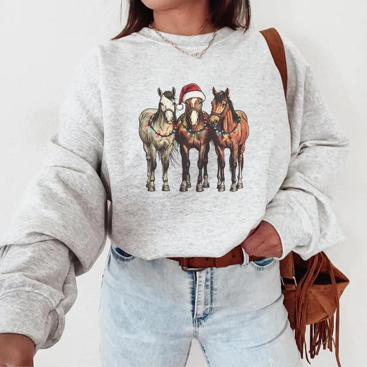 Horse Christmas Sweatshirt, Western Christmas Horse Shirt, Womens Christmas Sweater, Funny Christmas Shirt, Horse Lover Gift,Holiday Sweater